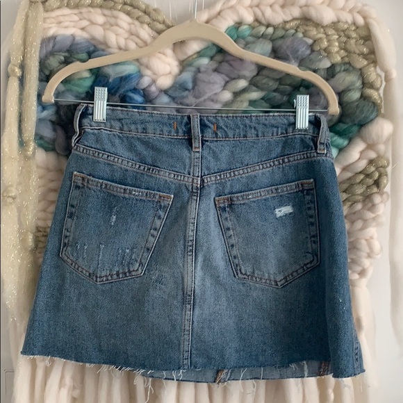 Free People denim distressed mini skirt - Picture 2 of 2